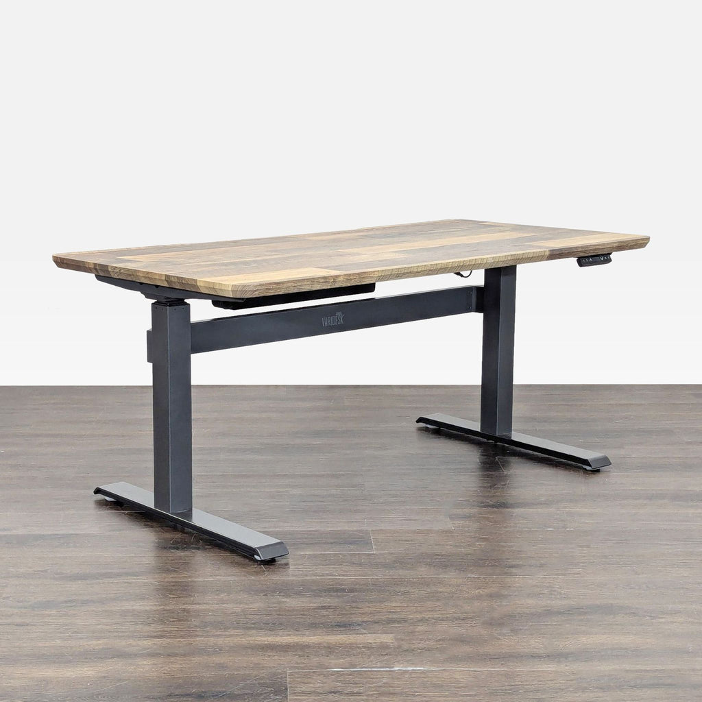 Varidesk Electric Adjustable Height Standing Desk with Wood Finish Top