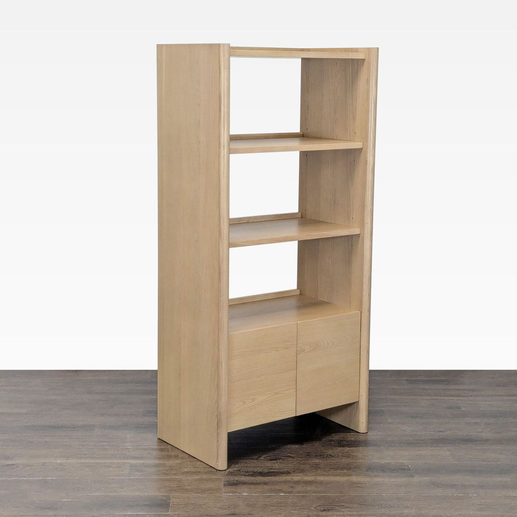 Article Modern Light Wood Bookshelf with Cabinet Storage