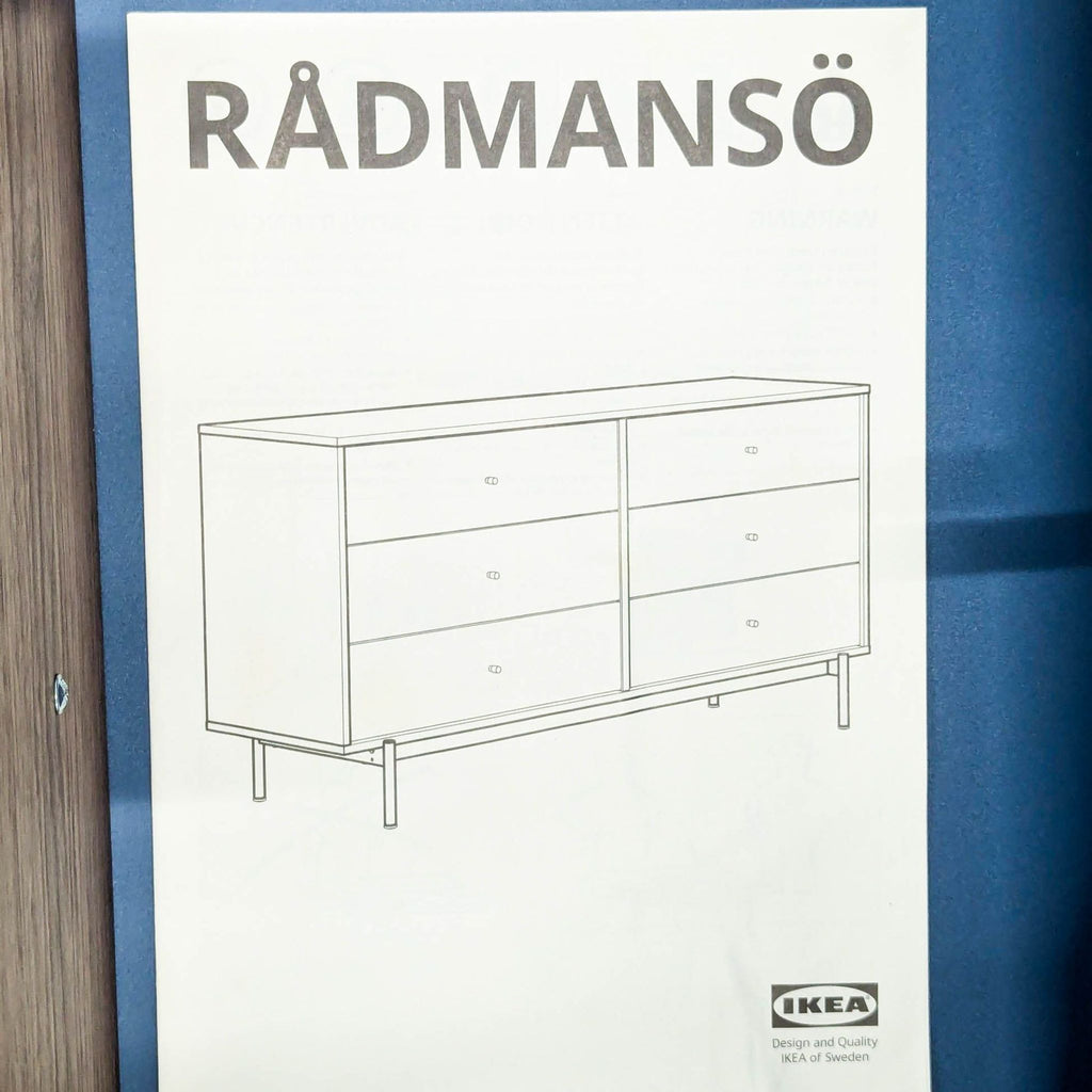 Ikea Rådmansö Modern 6-Drawer Dresser in Walnut Finish with Metal Legs