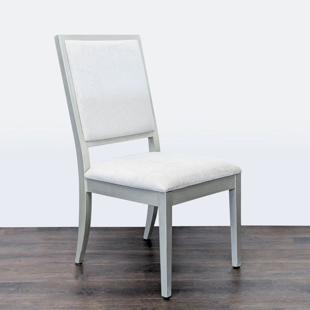 Rachael Ray Cinema Collection: 2 armchairs, 4 side chairs, shadow grey walnut, front and back upholstered seats.