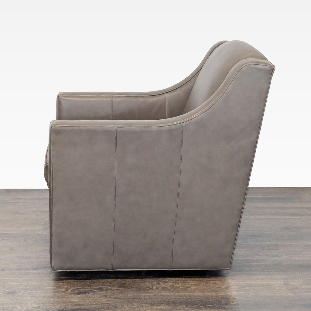 Lexington Taupe Leather Lounge Swivel Chair