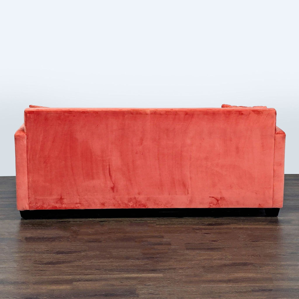 Modern Coral Velvet Sleeper Sofa with Pillows
