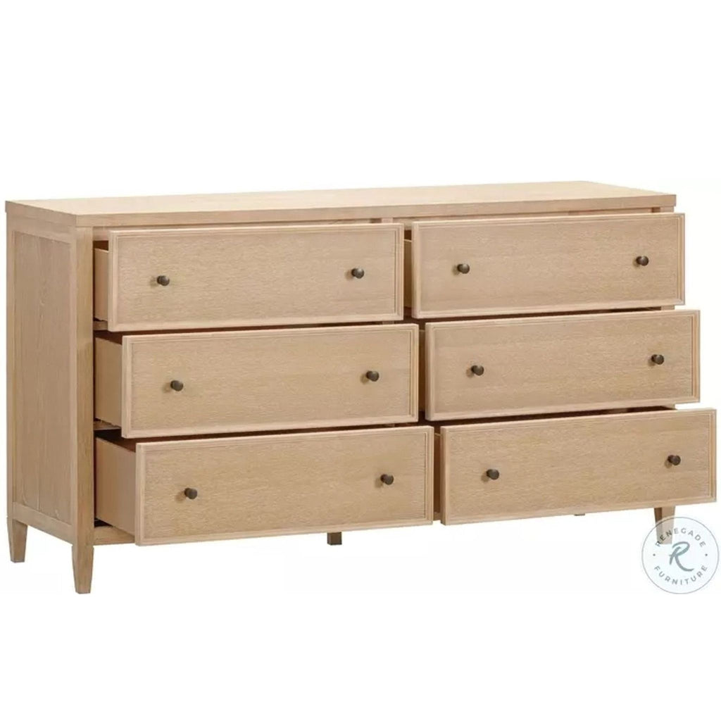 Bristol Park Whitewashed Oak Wood 6-Drawer Dresser - Accepted Offer (23.73% discount)