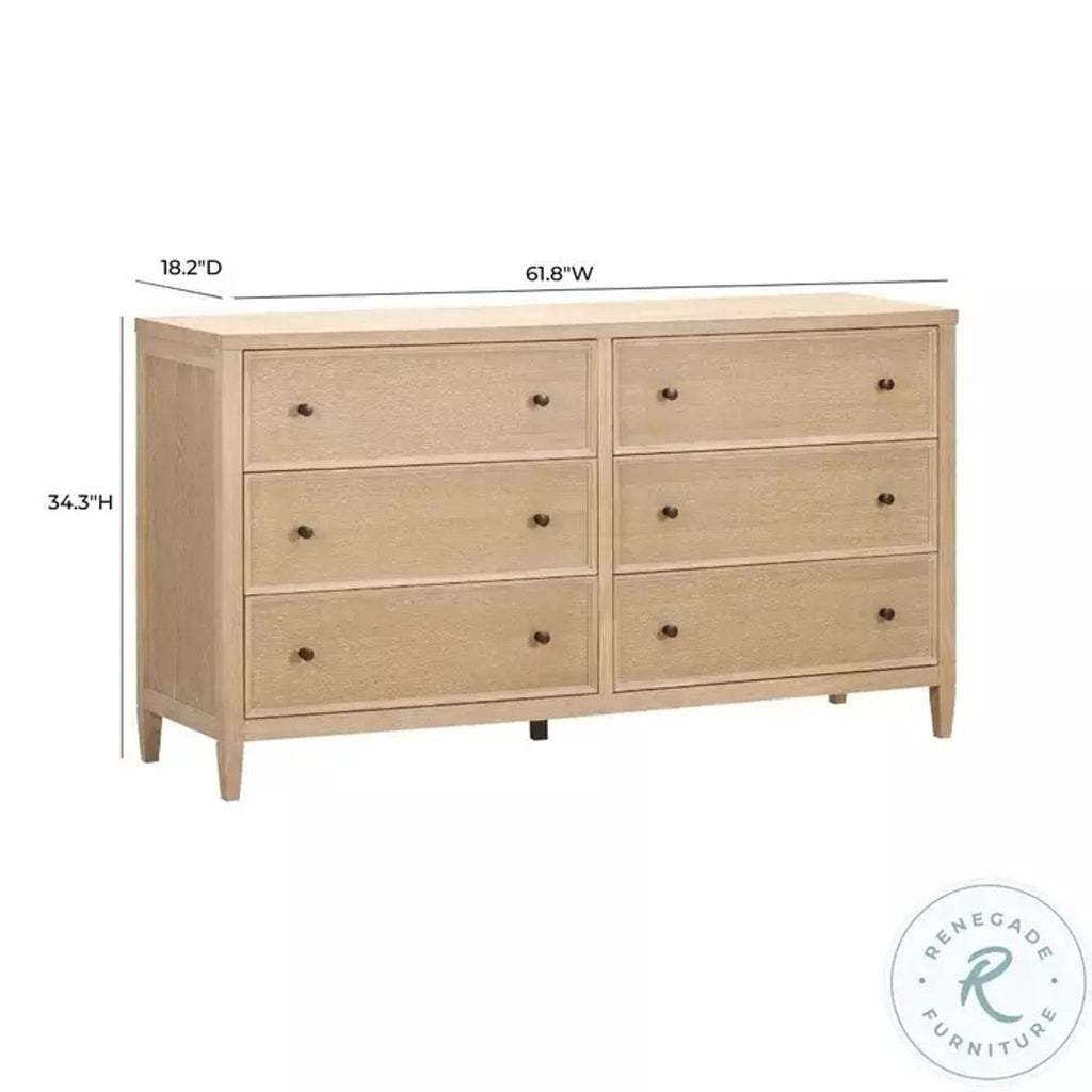 Bristol Park Whitewashed Oak Wood 6-Drawer Dresser - Accepted Offer (23.73% discount)