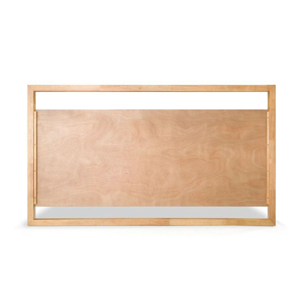 Clean-lined bed by Nova Domus featuring slat support, low-profile design, and open-detail headboard.