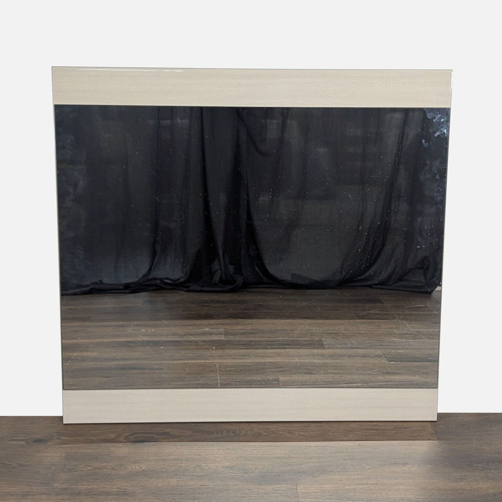 Rectangular Italian mirror by Alf featuring wood, veneer, and metal in a light keto high gloss finish.