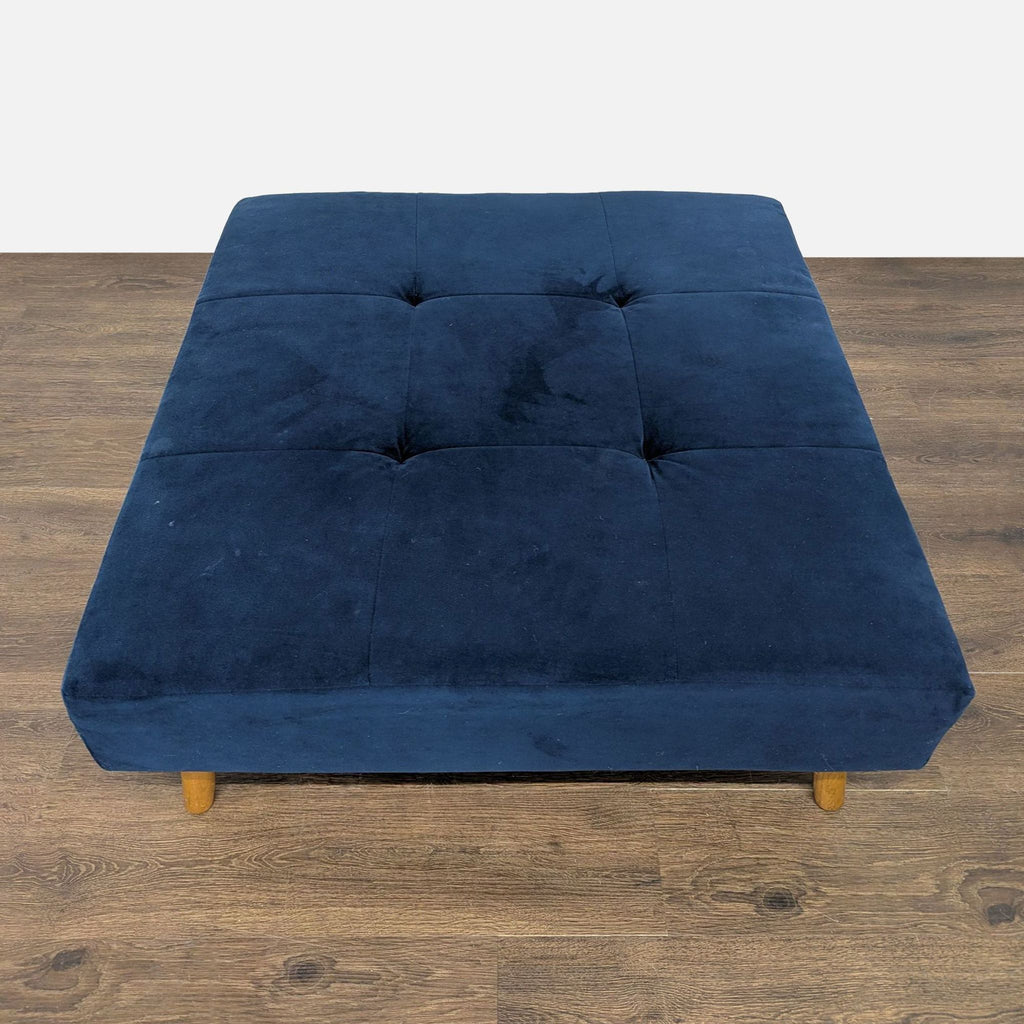 Tufted Ottoman on Wood Legs