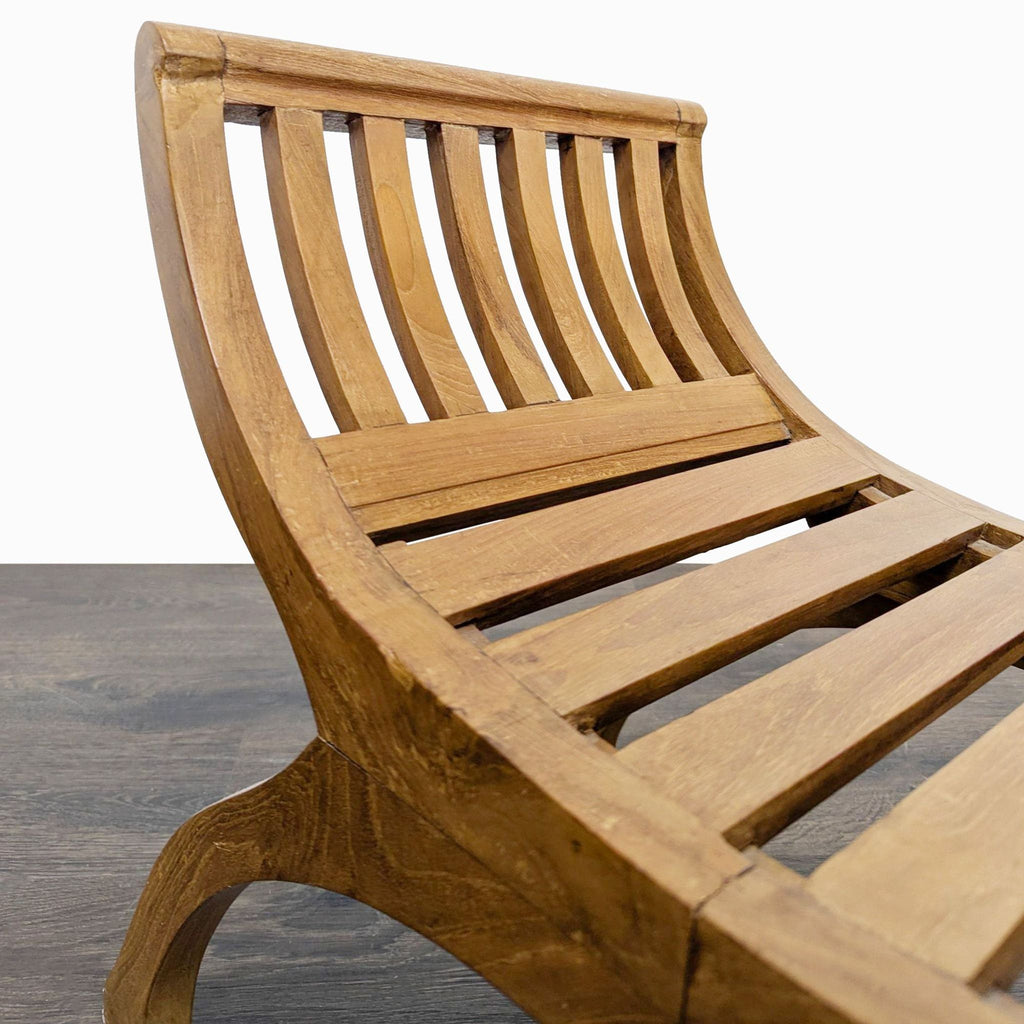 Mid-Century Style Slatted Wood Bench
