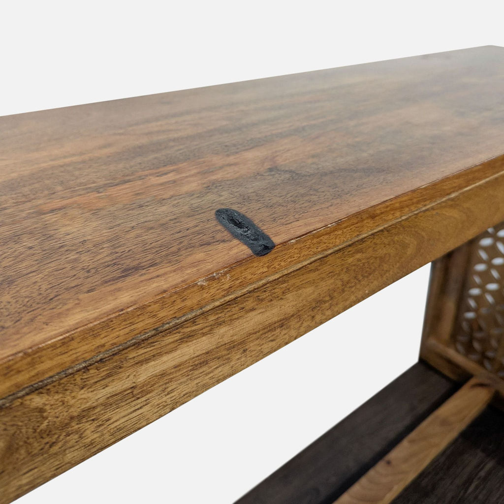 Wood Console Table with Cut-Out Designed Sides