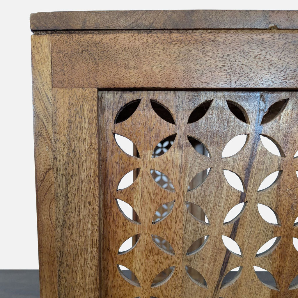 Wood Console Table with Cut-Out Designed Sides