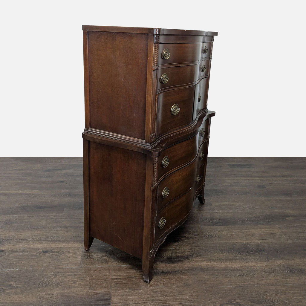 Vintage Serpentine Front Wood Chest of Drawers