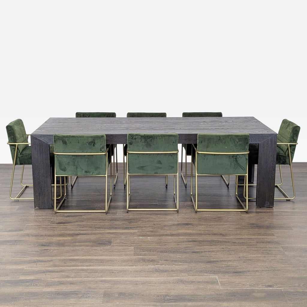 Restoration Hardware Machinto Dining Table with 8 Joybird Magill Armchairs