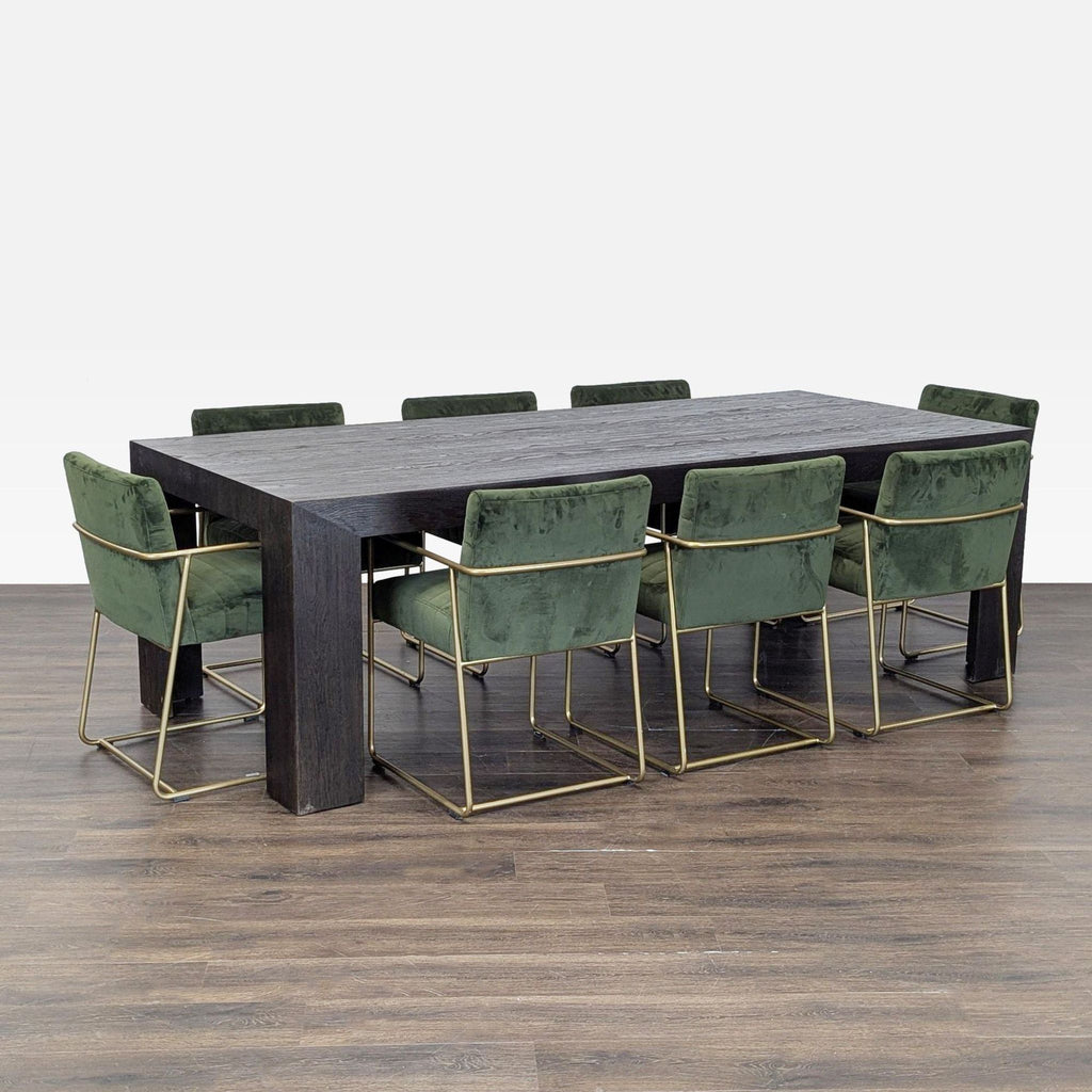 Restoration Hardware Machinto Dining Table with 8 Joybird Magill Armchairs