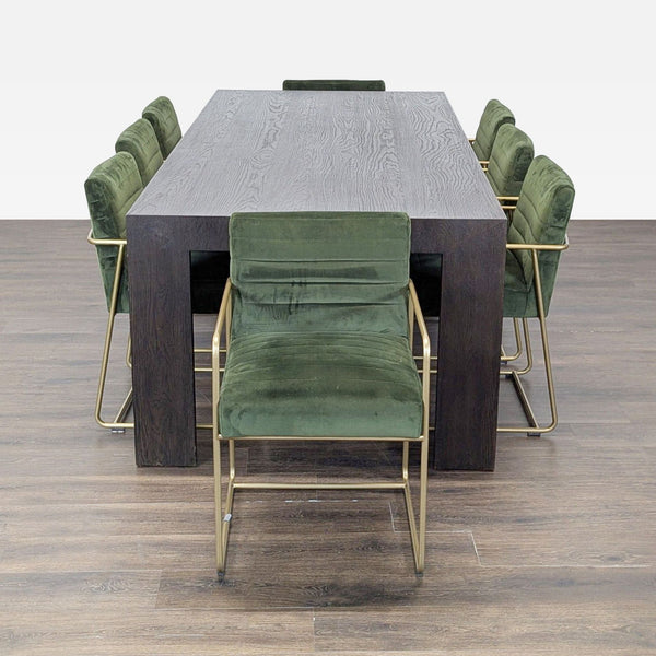 Restoration Hardware Machinto Dining Table with 8 Joybird Magill Armchairs