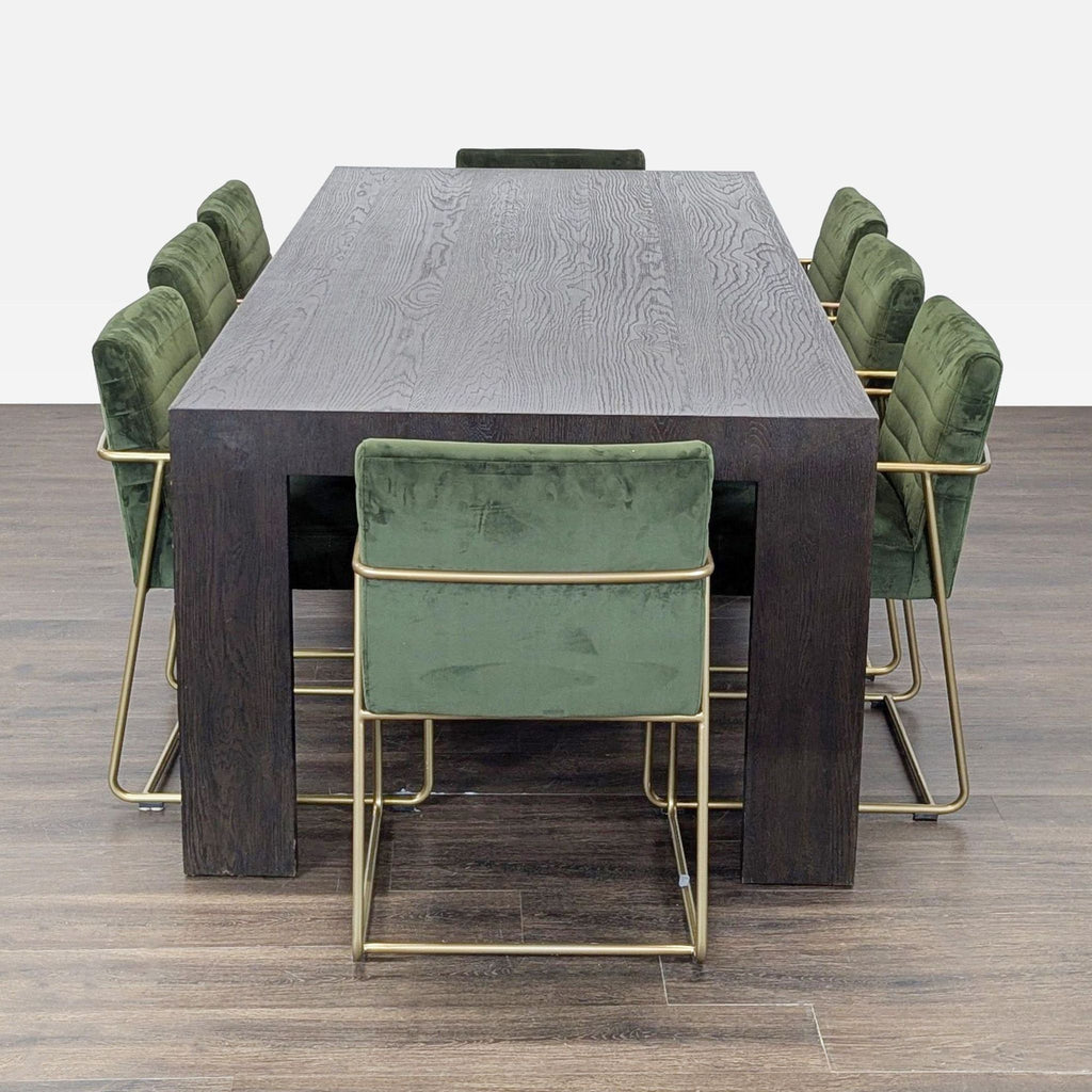 Restoration Hardware Machinto Dining Table with 8 Joybird Magill Armchairs