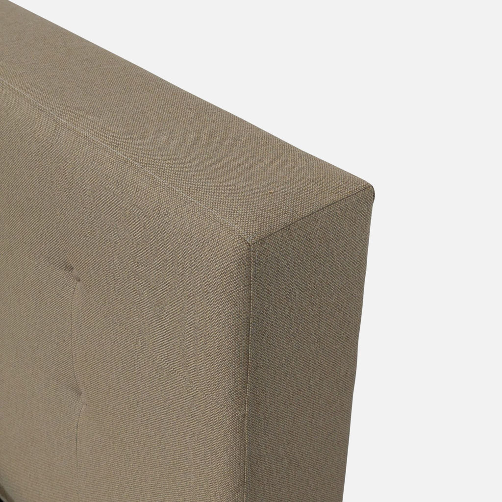 Crate & Barrel Tate Beige Upholstered Bed Frame with Tufted Headboard