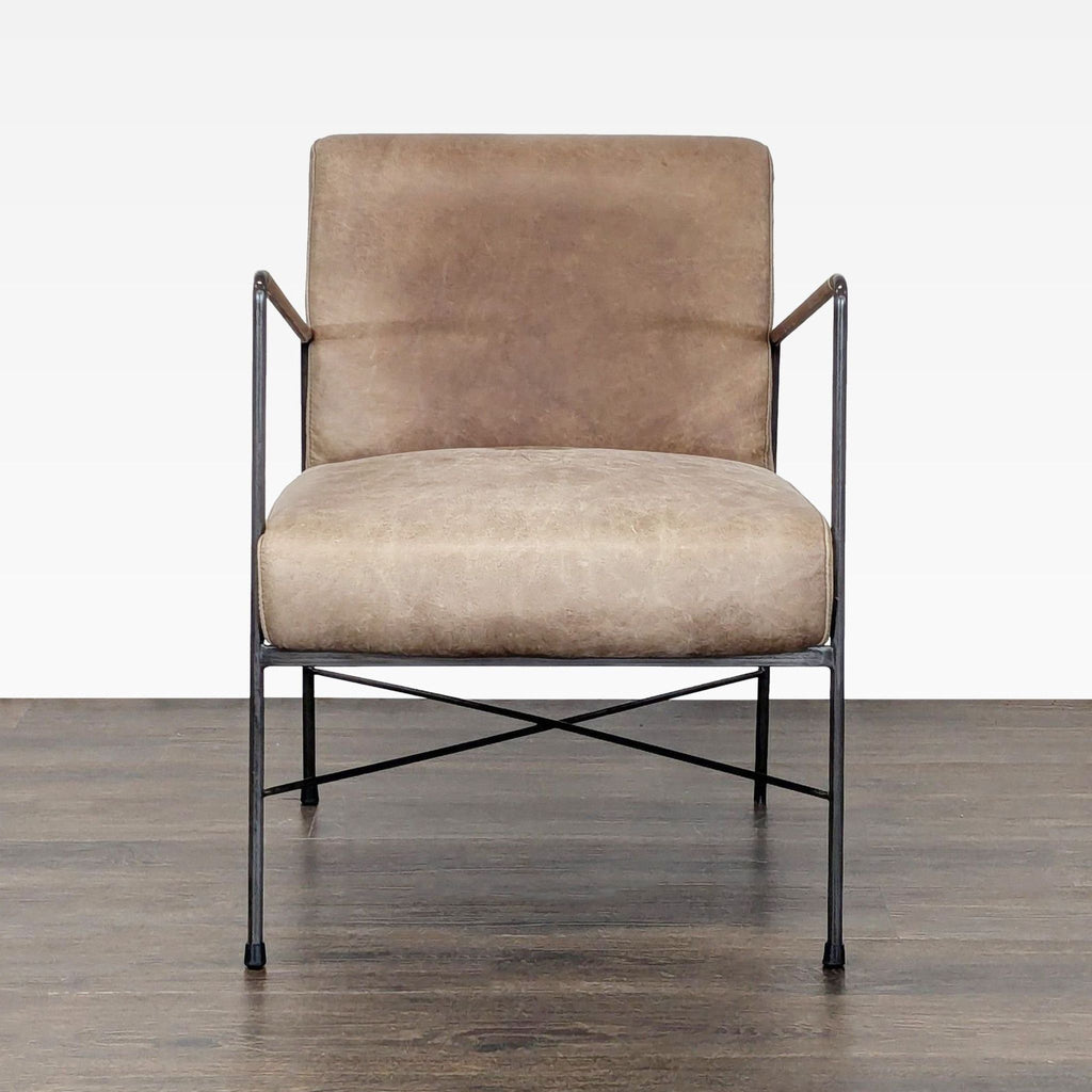 Brown padded lounge chair with a metal frame by Moe's Home Collection, featuring minimalist modern style.
