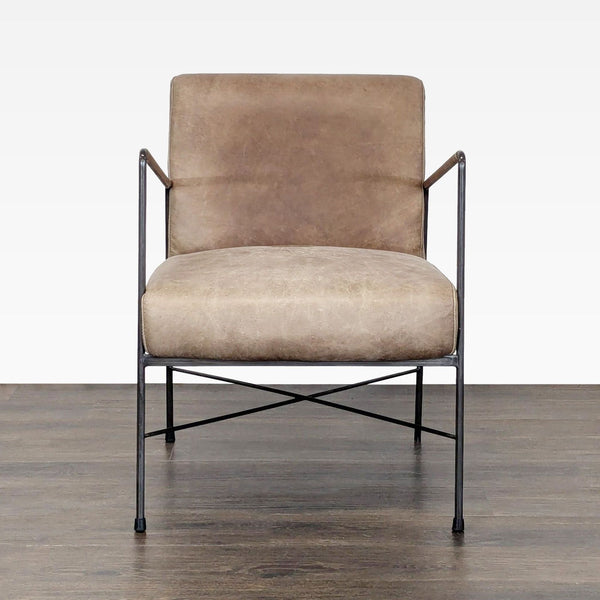 Brown padded lounge chair with a metal frame by Moe's Home Collection, featuring minimalist modern style.