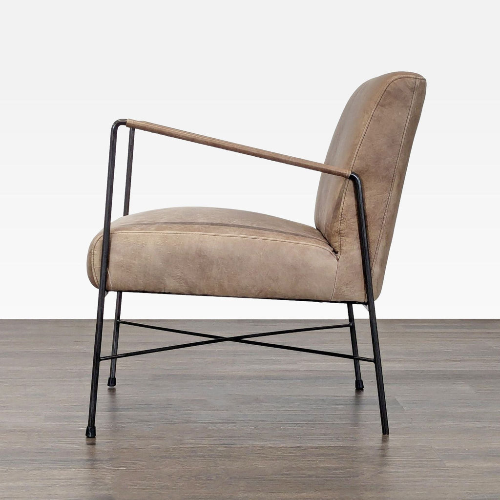 Moe's Home Collection Dagwood Modern Leather Lounge Chair with Metal Frame