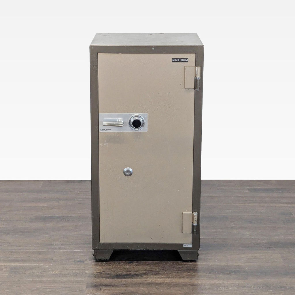 Maximum brand safe with combination lock, adjustable shelves, and lockable drawer; minor exterior wear.