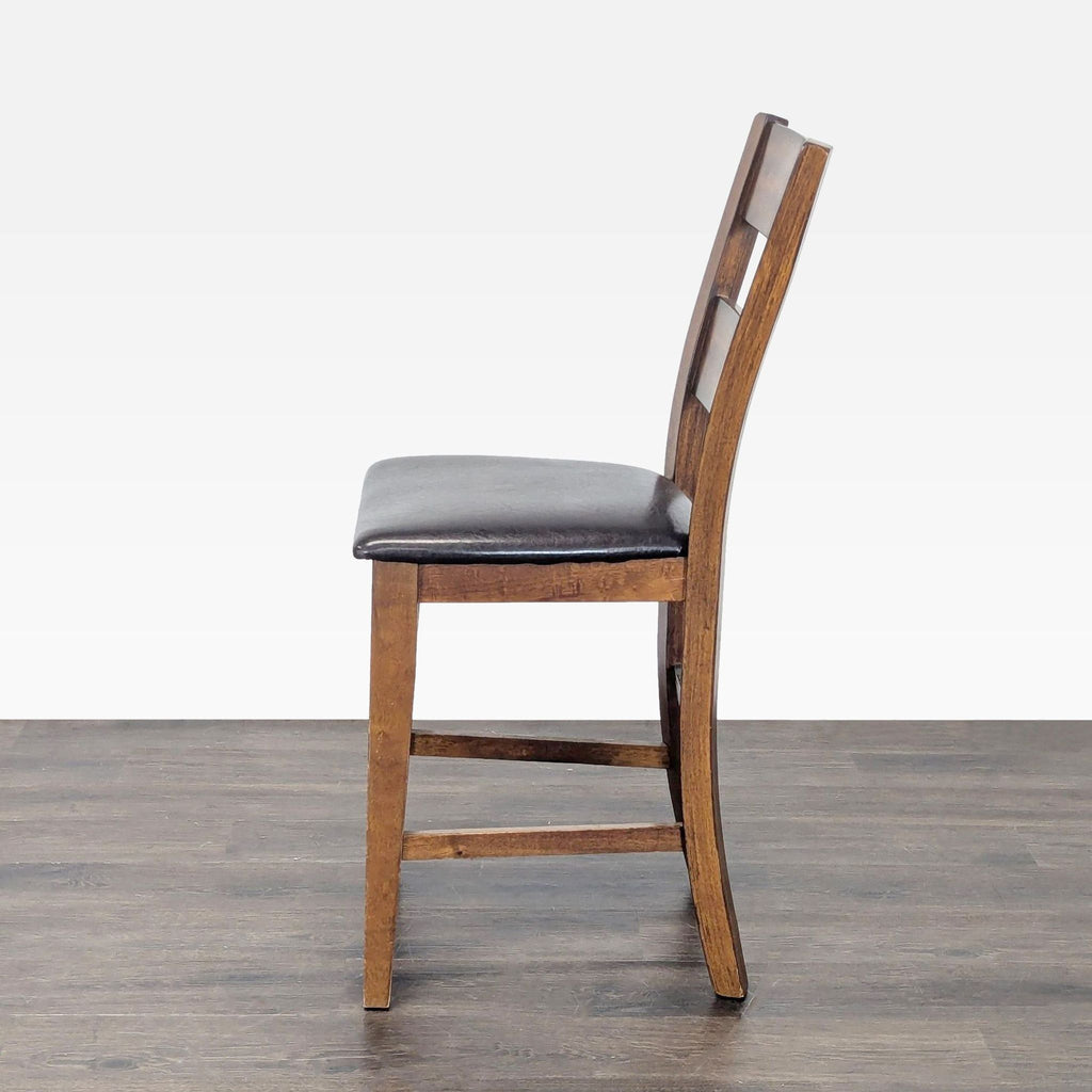 Wooden Bar Stool with Faux Leather Seat