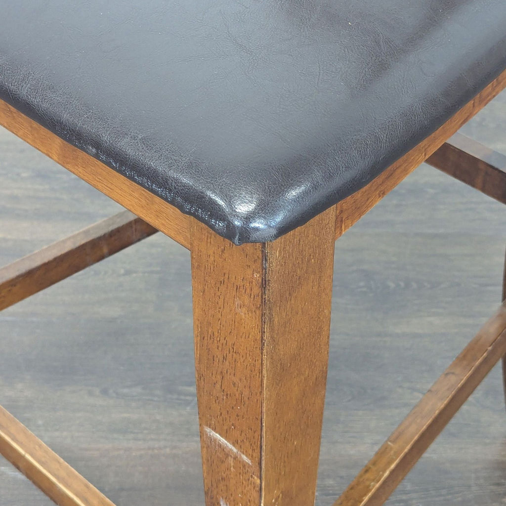 Wooden Bar Stool with Faux Leather Seat