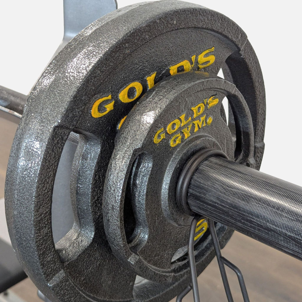 Gold's Gym Adjustable Weight Bench with Barbell and Weights