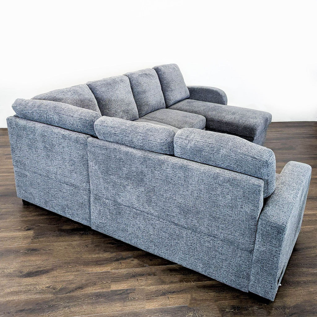 Lifestyle Solutions Edgewood Modern Gray Sectional Sofa with Storage and Built-In Power Outlet