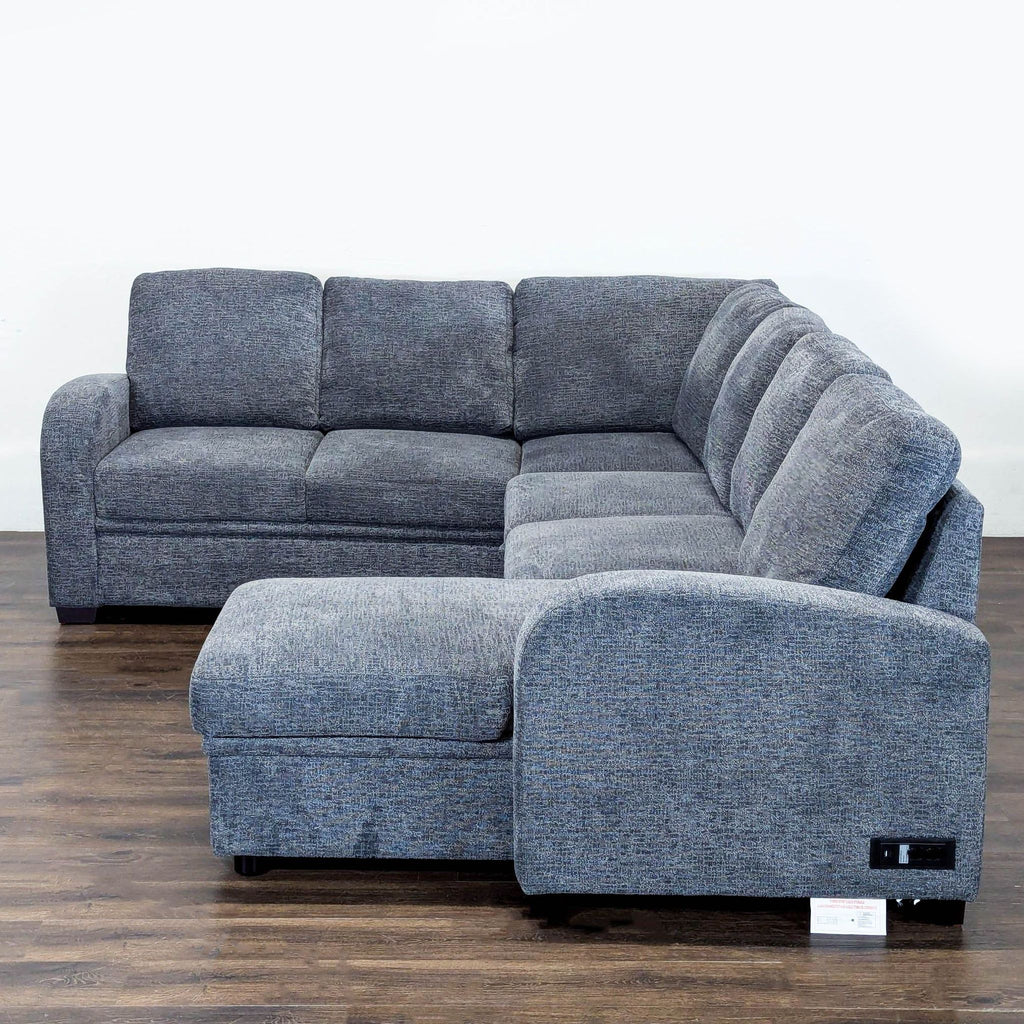 Lifestyle Solutions Edgewood Modern Gray Sectional Sofa with Storage and Built-In Power Outlet