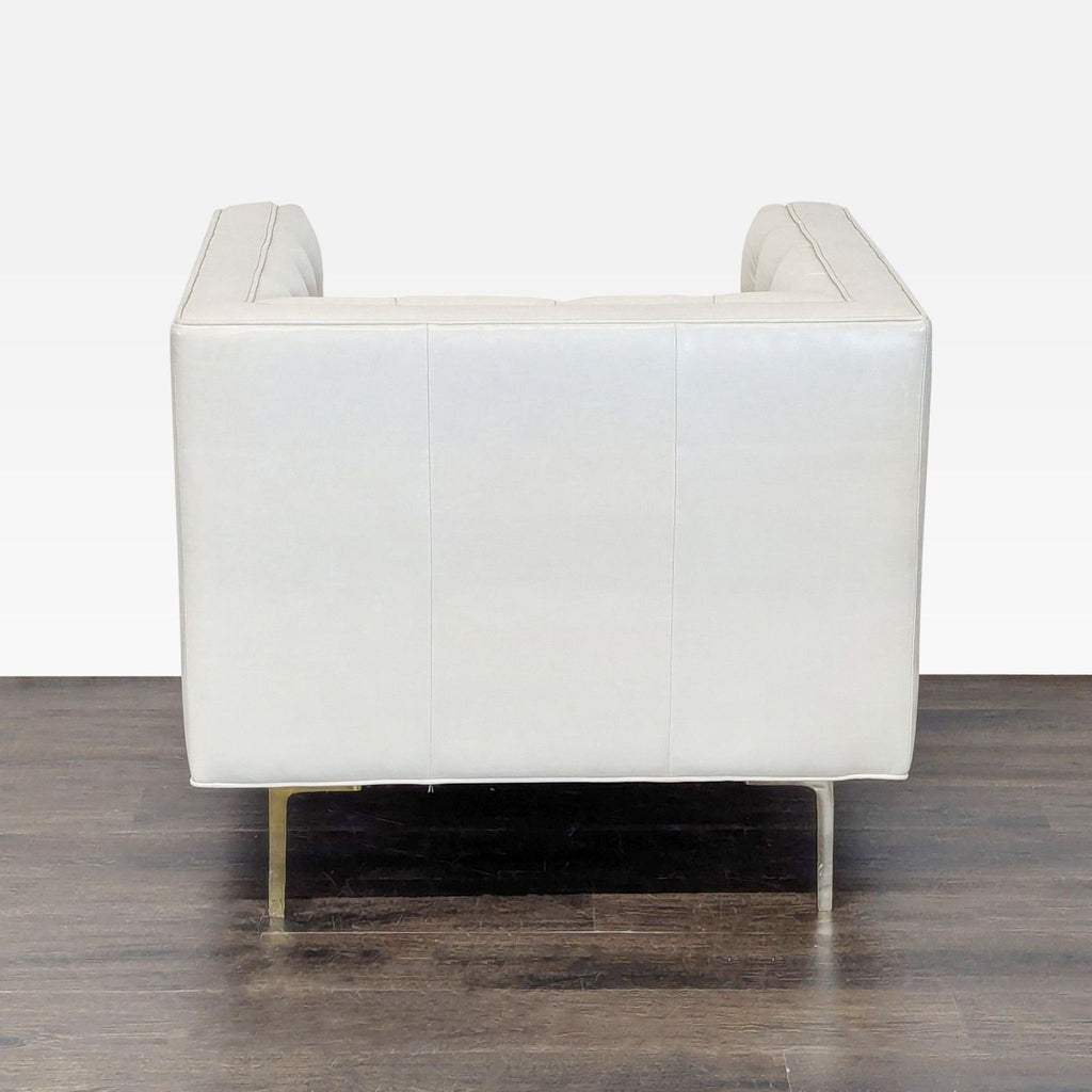 Elite Leather Mila Chair – Grotto Ivory Leather, Tufted Modern Accent Chair