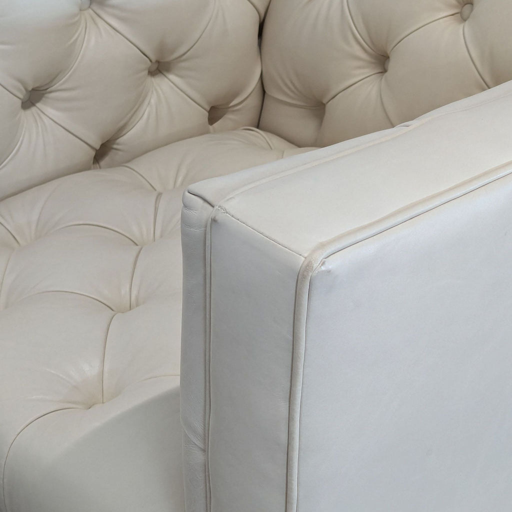 Elite Leather Mila Chair – Grotto Ivory Leather, Tufted Modern Accent Chair