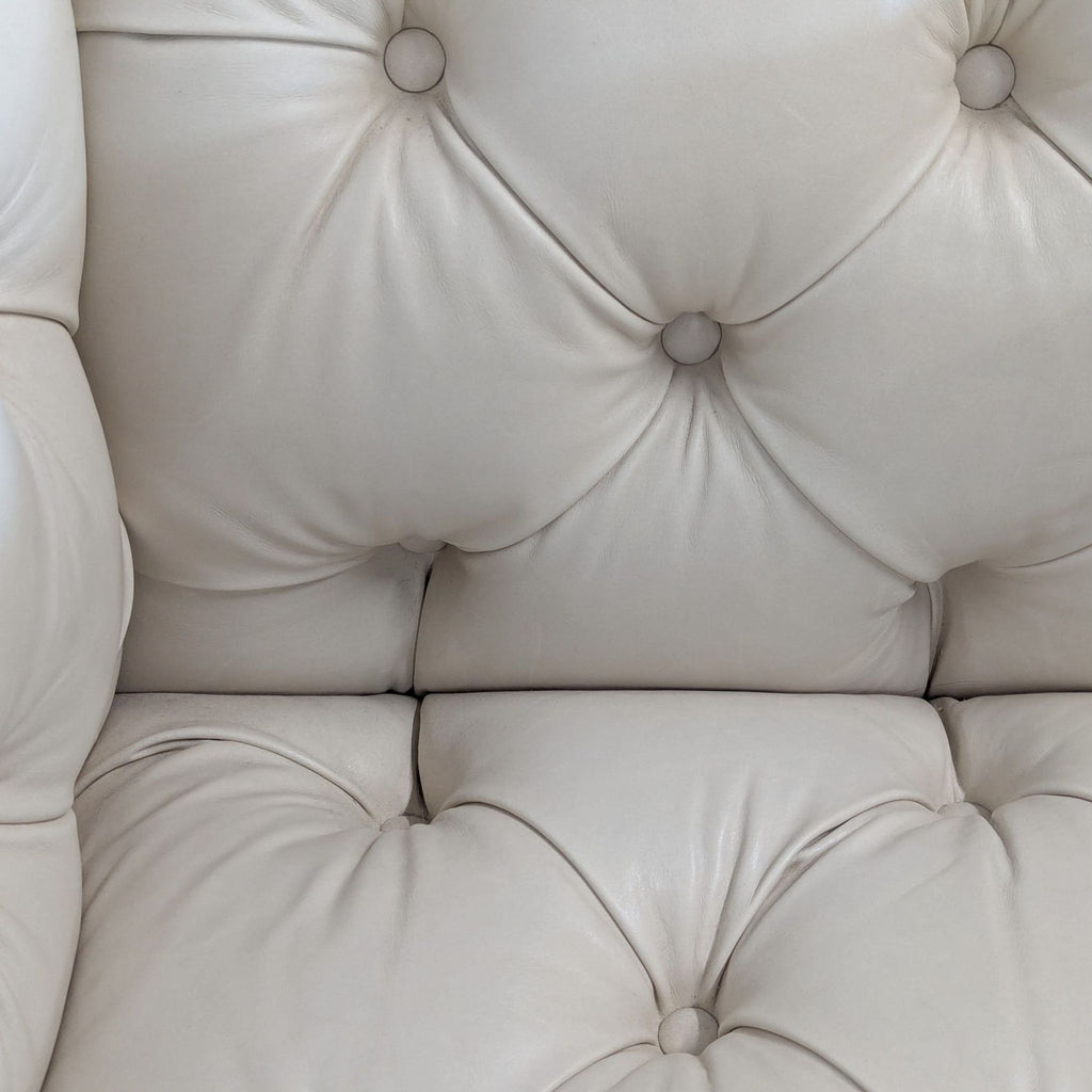 Elite Leather Mila Chair – Grotto Ivory Leather, Tufted Modern Accent Chair