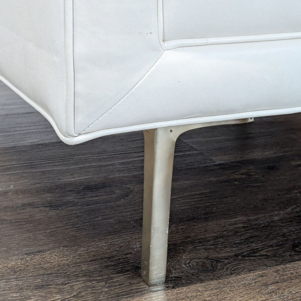 Elite Leather Mila Chair – Grotto Ivory Leather, Tufted Modern Accent Chair