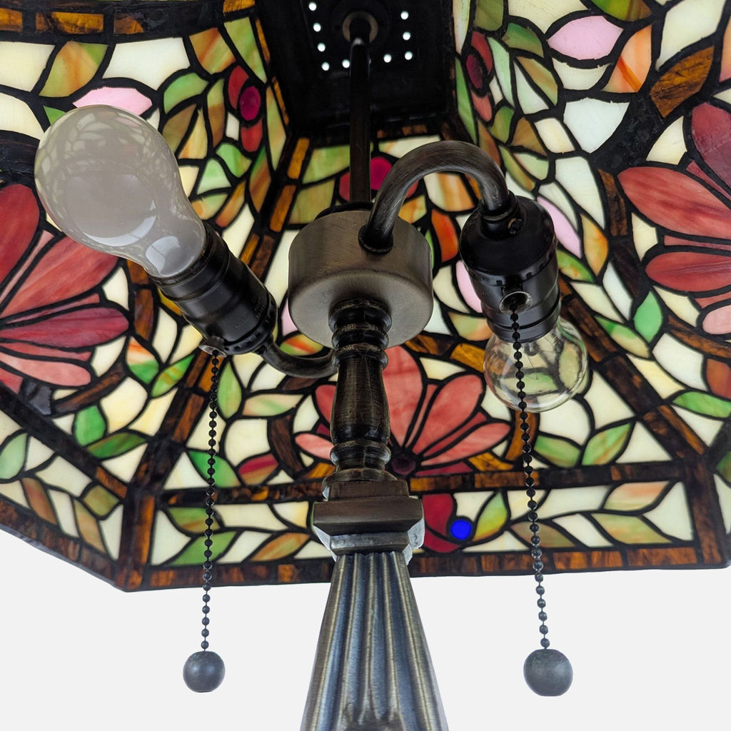 Stained Glass Table Lamp with Ornate Decorative Base