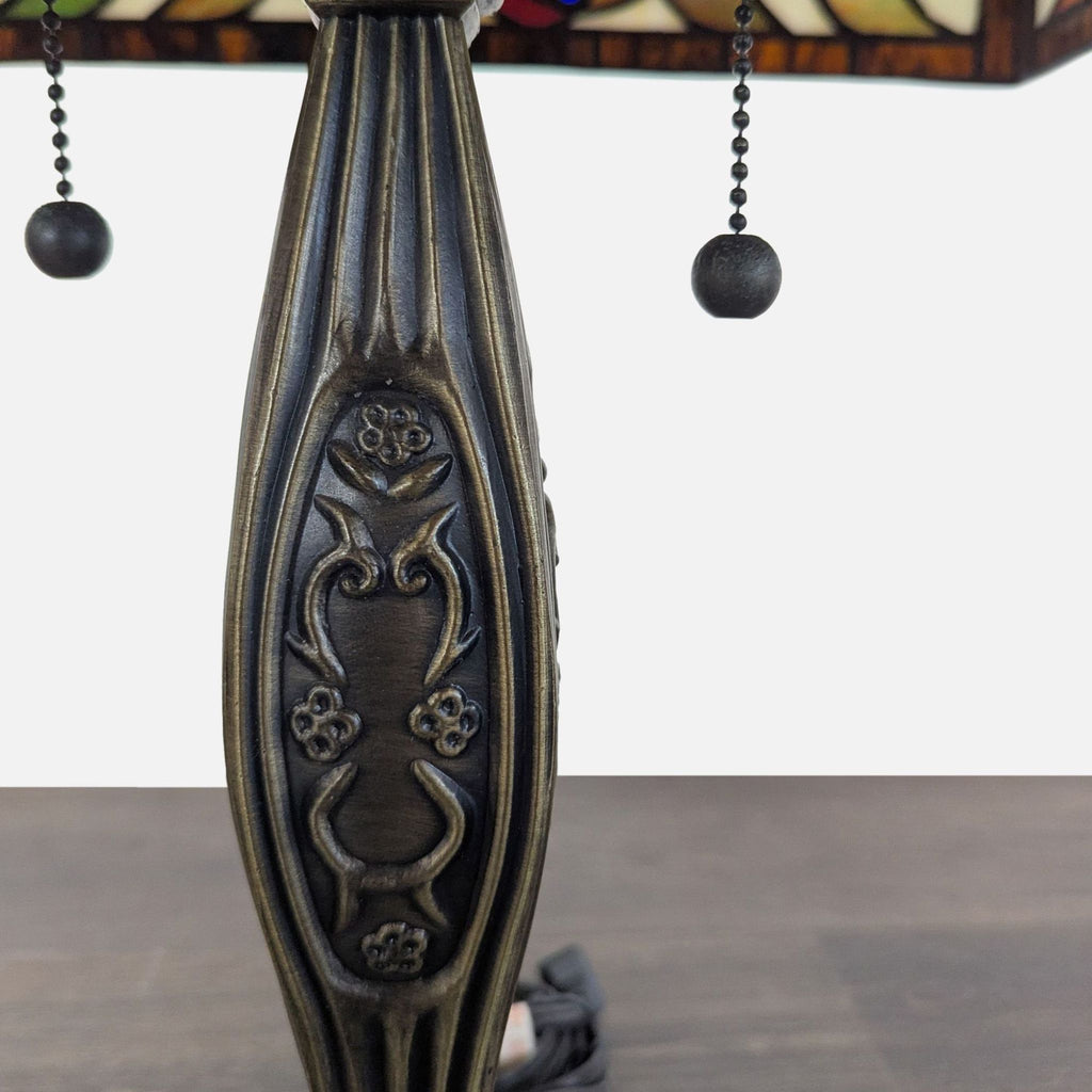 Stained Glass Table Lamp with Ornate Decorative Base