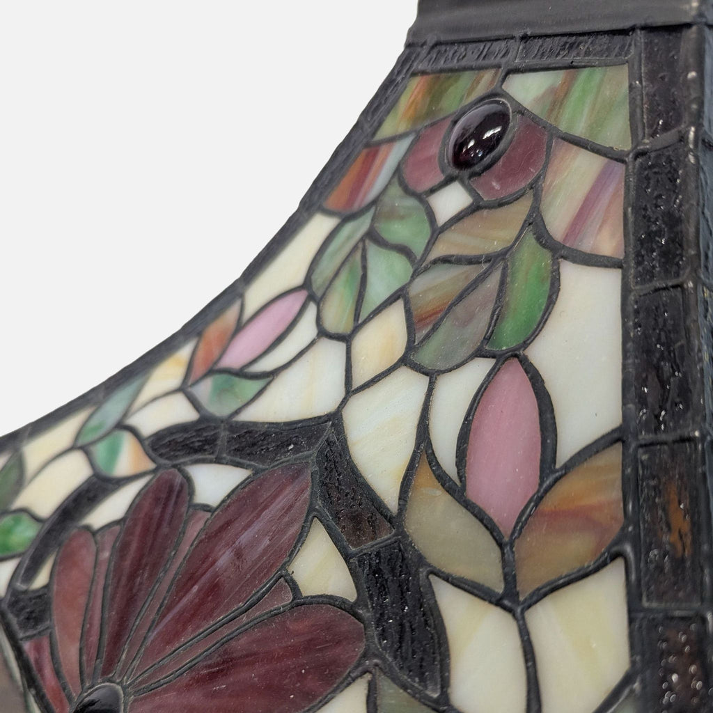 Stained Glass Table Lamp with Ornate Decorative Base