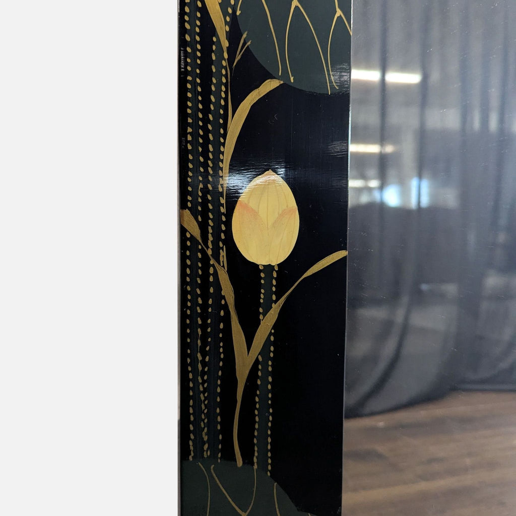 Asian Inspired Lacquered Wood Framed Mirror