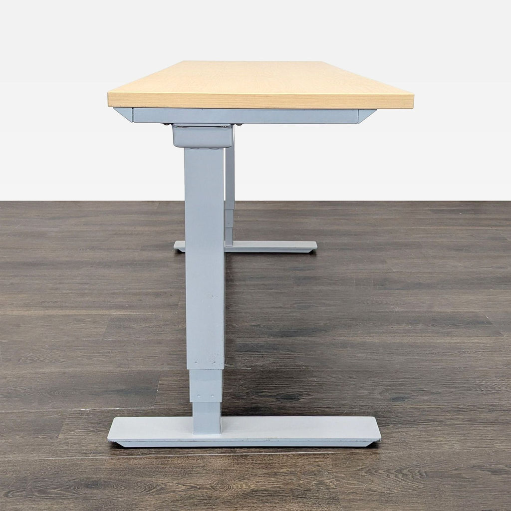 Logic Data Electric Adjustable Height Desk with Light Wood Top