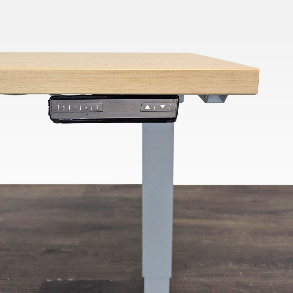 Logic Data Electric Adjustable Height Desk with Light Wood Top