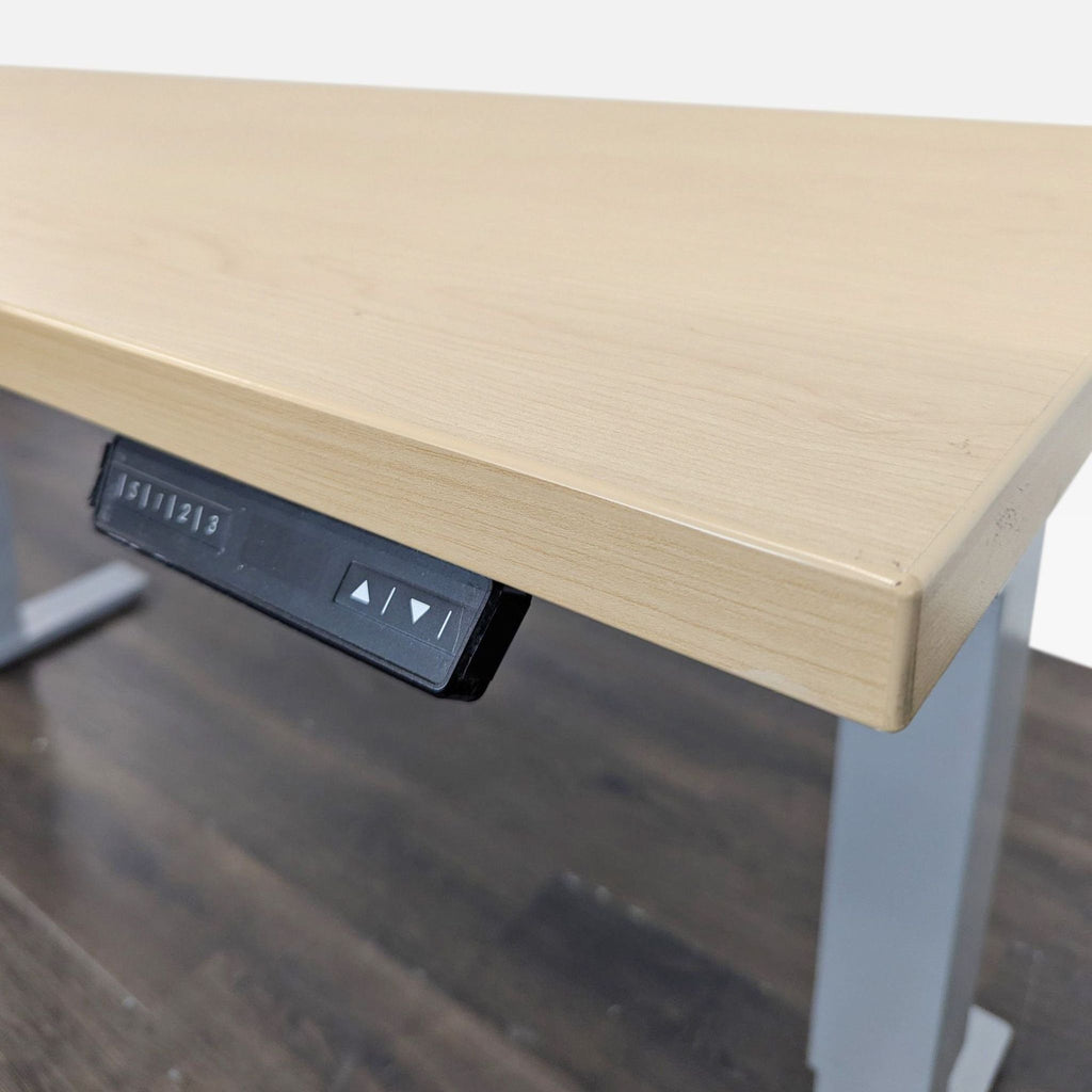 Logic Data Electric Adjustable Height Desk with Light Wood Top