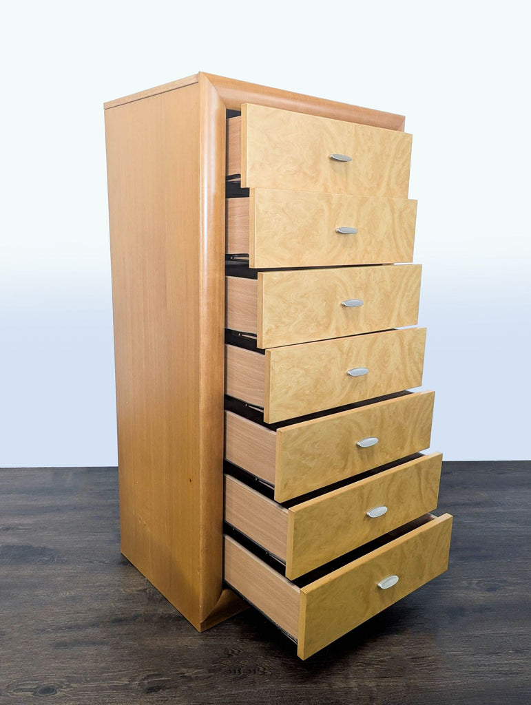 Modern 7-drawer Calligaris Italian Furniture dresser with sleek metal handles and spacious wooden storage.