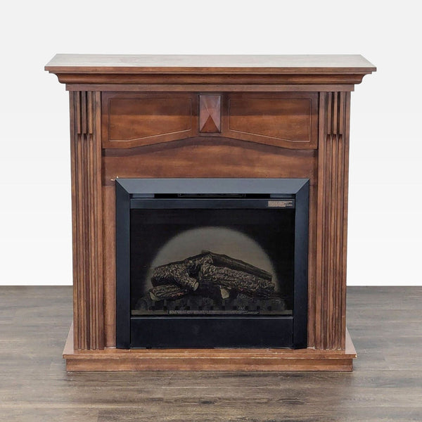 Dimplex electric fireplace heater with wooden mantel, combining classic style and cozy warmth for your home.