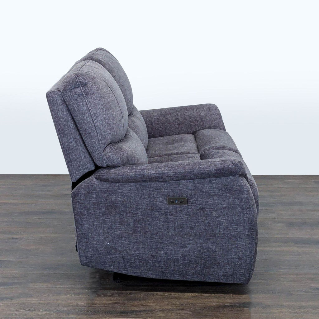 Living Spaces Nash Electric Reclining Loveseat Sofa in Gray Fabric - Comfortable 2-Seater
