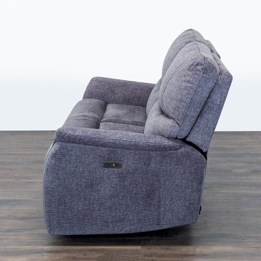 Living Spaces Nash Electric Reclining Loveseat Sofa in Gray Fabric - Comfortable 2-Seater