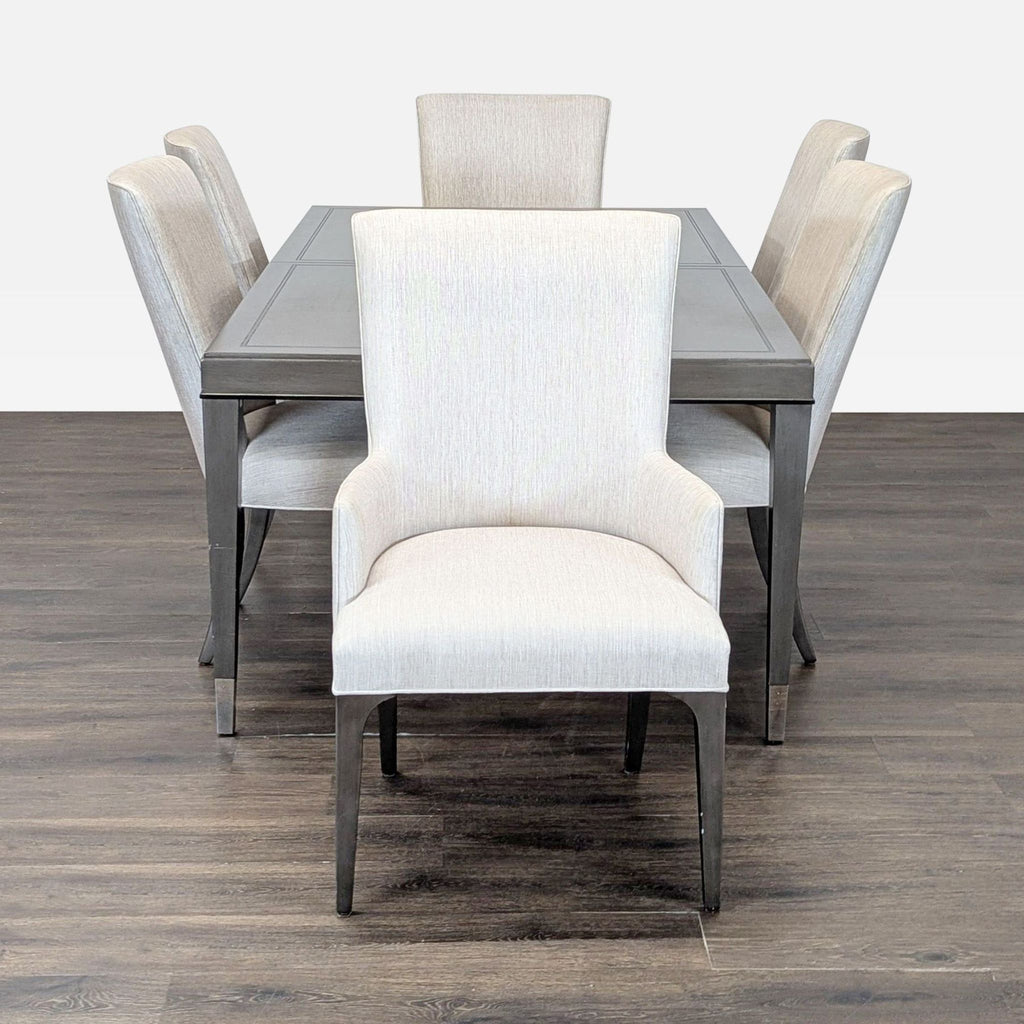 Modern Lexington dining set featuring a sturdy table and six upholstered chairs, ideal for family dining.