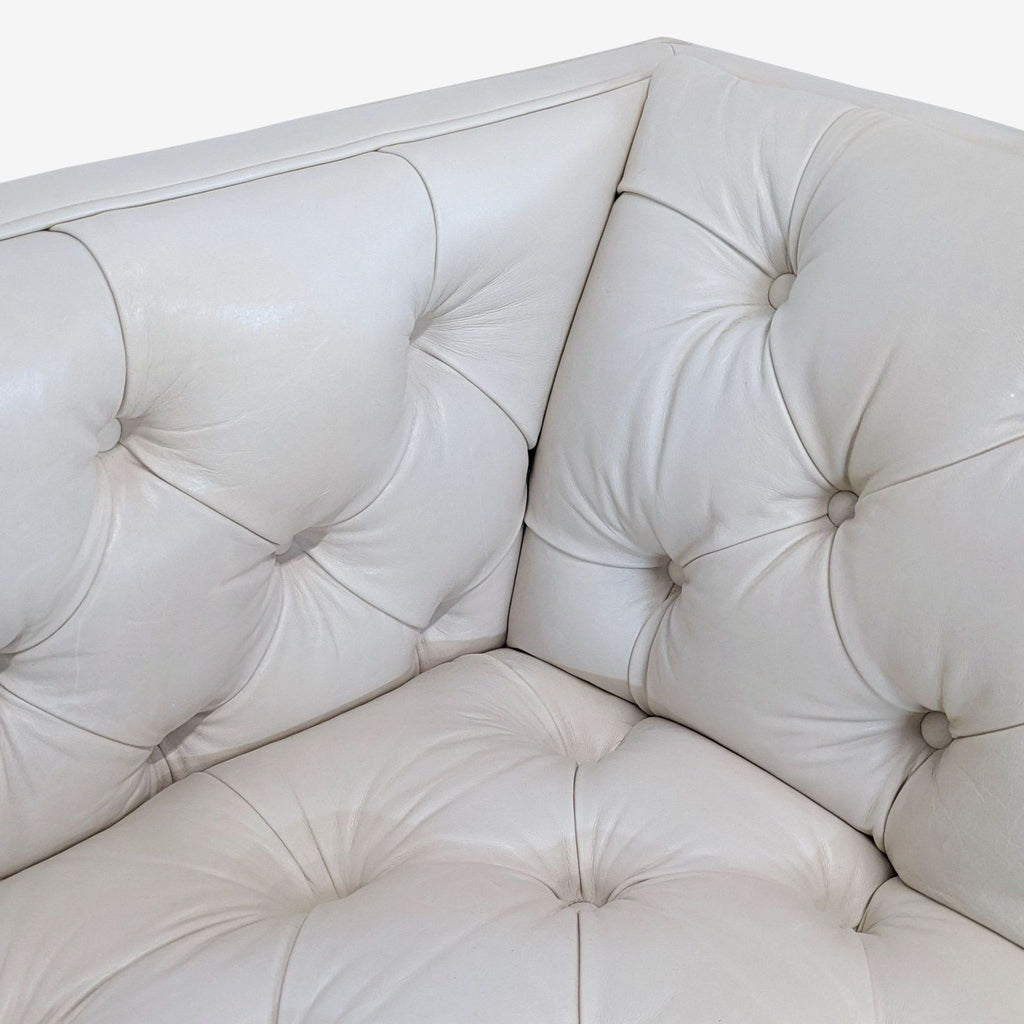 Elite Leather Mila Company Modern 3-Seat Tufted White Leather Sofa