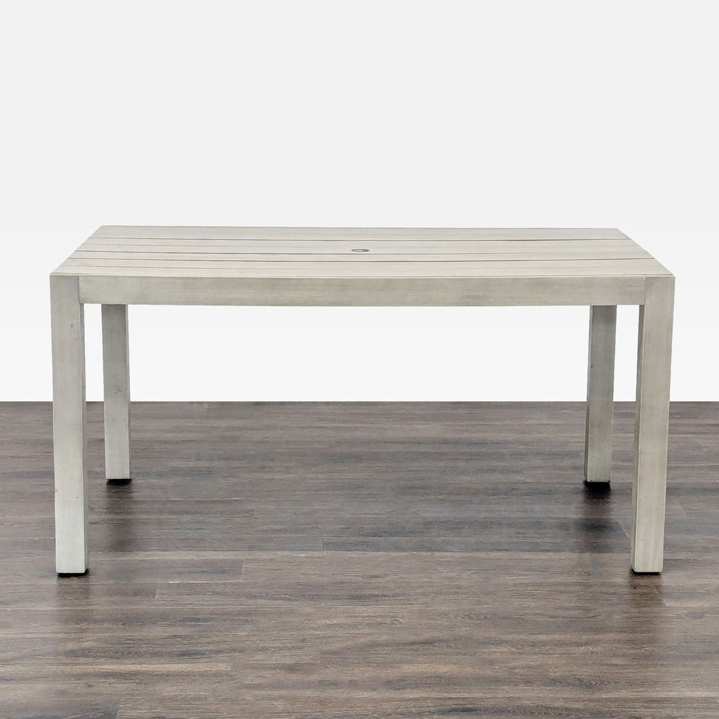 CB2 Matera Modern Outdoor Slatted Dining Table – Light Grey