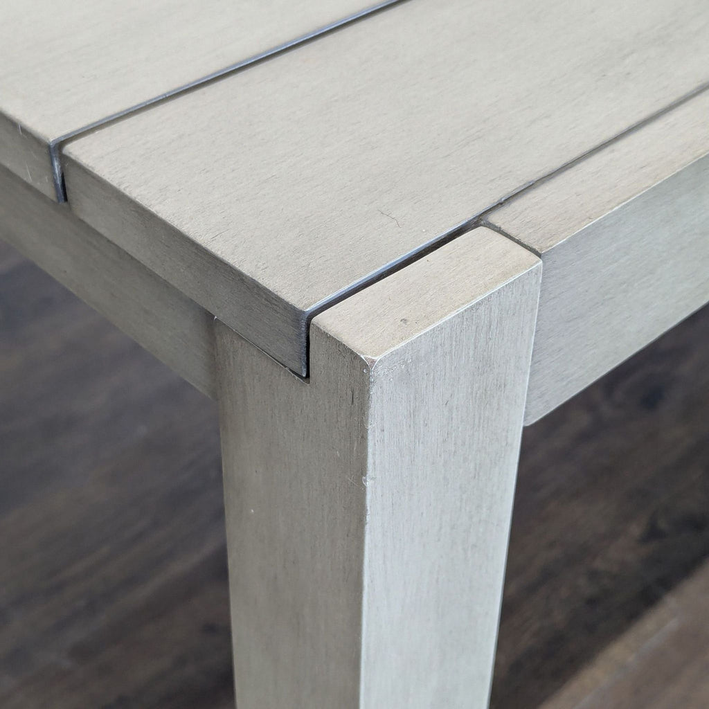 CB2 Matera Modern Outdoor Slatted Dining Table – Light Grey