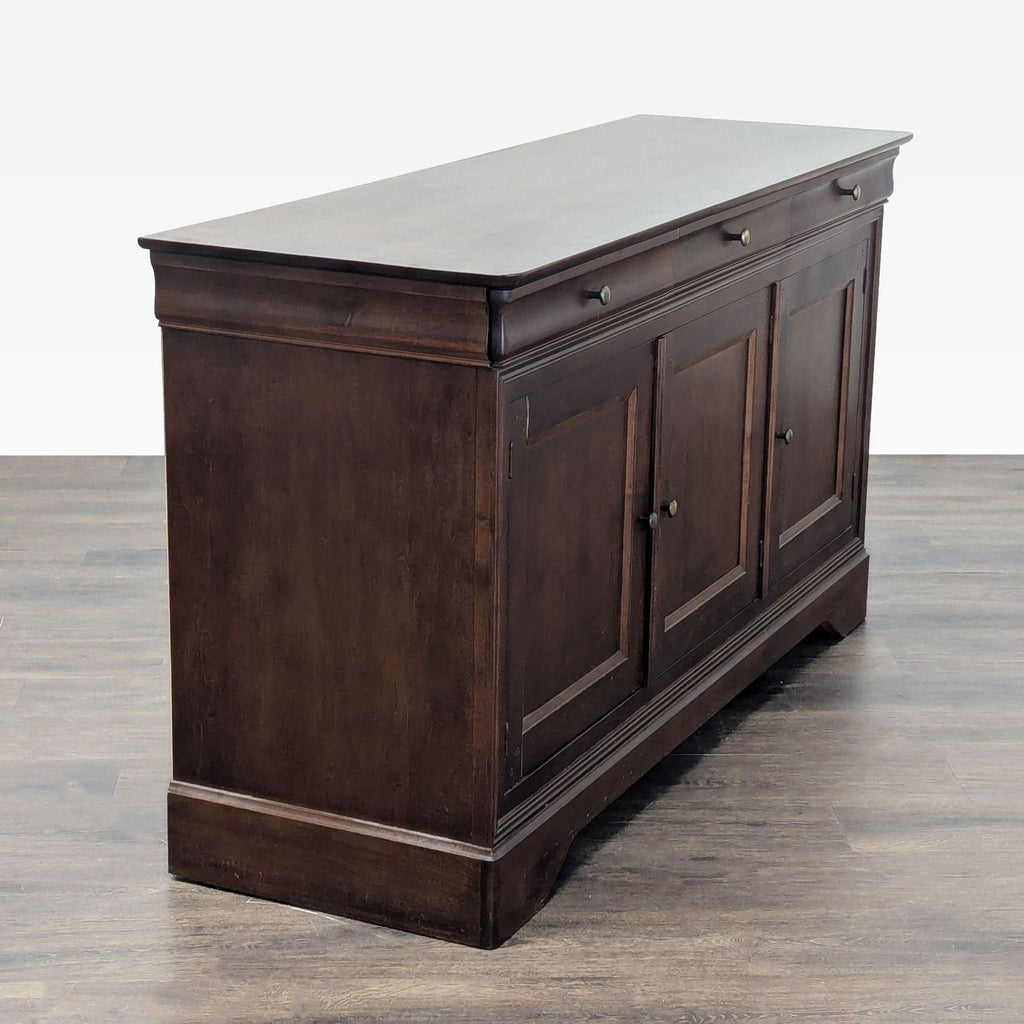 Modern HPL Division sideboard showcasing three pullout drawers above swing-open doors, ideal for dining or storage needs.