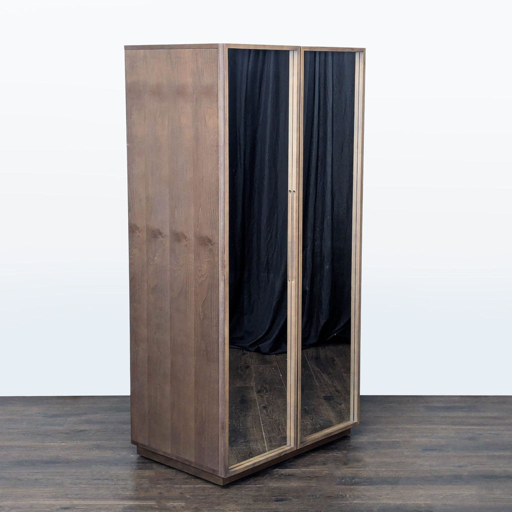 CB2 storage cabinet includes a rod, shelf, and cubby compartments for efficient organization.